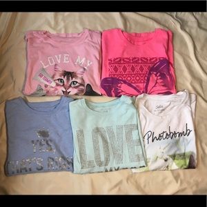 5 Justice long sleeve tees size 10